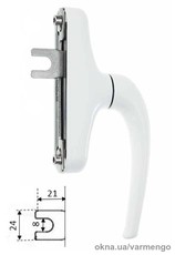 Ручка для алюминиевого окна белая, штифт 1х21 мм